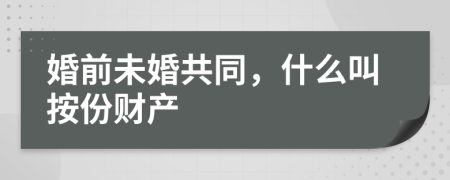 婚前未婚共同，什么叫按份财产