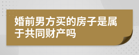 婚前男方买的房子是属于共同财产吗