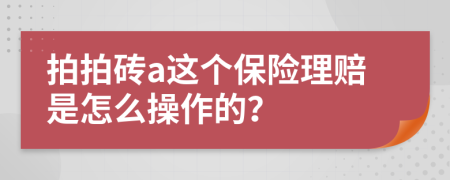 拍拍砖a这个保险理赔是怎么操作的？