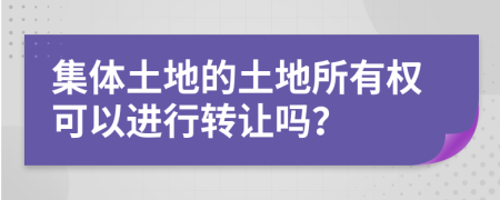 集体土地的土地所有权可以进行转让吗？