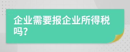 企业需要报企业所得税吗？