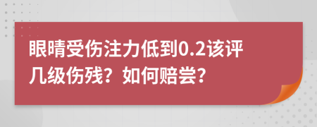 眼晴受伤注力低到0.2该评几级伤残？如何赔尝？