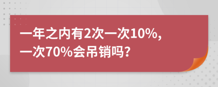 一年之内有2次一次10%,一次70%会吊销吗？