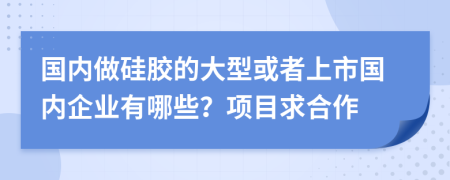 国内做硅胶的大型或者上市国内企业有哪些？项目求合作