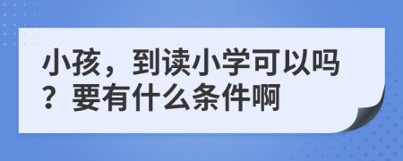 小孩，到读小学可以吗？要有什么条件啊