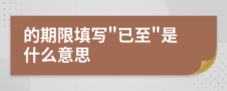 的期限填写"已至"是什么意思