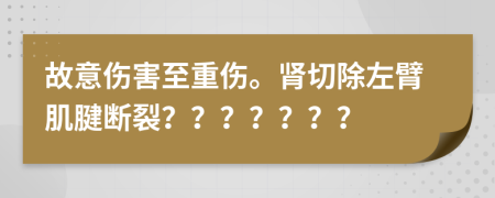 故意伤害至重伤。肾切除左臂肌腱断裂？？？？？？？