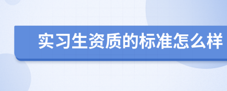 实习生资质的标准怎么样