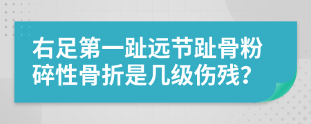 右足第一趾远节趾骨粉碎性骨折是几级伤残？