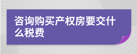 咨询购买产权房要交什么税费