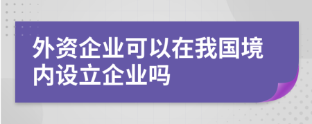 外资企业可以在我国境内设立企业吗