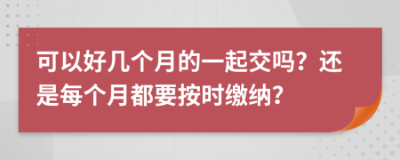 可以好几个月的一起交吗？还是每个月都要按时缴纳？