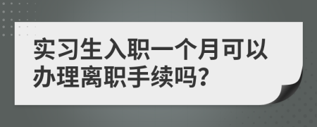 实习生入职一个月可以办理离职手续吗？