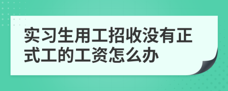 实习生用工招收没有正式工的工资怎么办