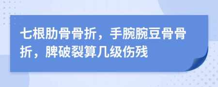 七根肋骨骨折，手腕腕豆骨骨折，脾破裂算几级伤残