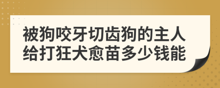 被狗咬牙切齿狗的主人给打狂犬愈苗多少钱能