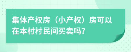 集体产权房（小产权）房可以在本村村民间买卖吗？