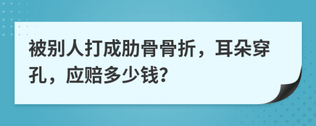 被别人打成肋骨骨折，耳朵穿孔，应赔多少钱？