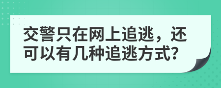 交警只在网上追逃，还可以有几种追逃方式？