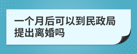 一个月后可以到民政局提出离婚吗