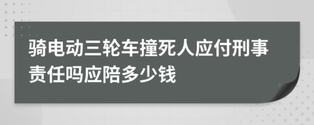 骑电动三轮车撞死人应付刑事责任吗应陪多少钱