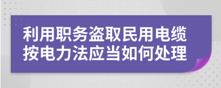 利用职务盗取民用电缆按电力法应当如何处理