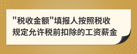 "税收金额"填报人按照税收规定允许税前扣除的工资薪金