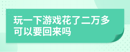 玩一下游戏花了二万多可以要回来吗