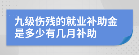 九级伤残的就业补助金是多少有几月补助