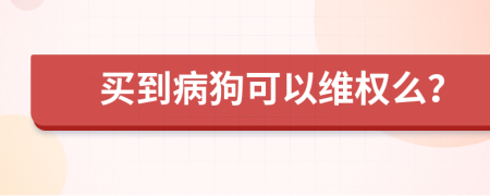 买到病狗可以维权么？