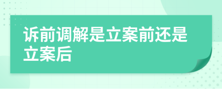 诉前调解是立案前还是立案后