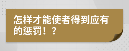 怎样才能使者得到应有的惩罚！？