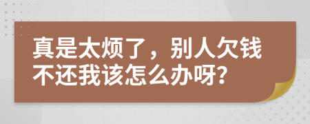 真是太烦了，别人欠钱不还我该怎么办呀？