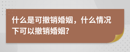 什么是可撤销婚姻，什么情况下可以撤销婚姻？