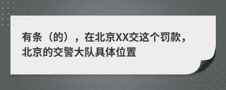 有条（的），在北京XX交这个罚款，北京的交警大队具体位置