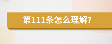 第111条怎么理解？