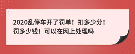 2020乱停车开了罚单！扣多少分！罚多少钱！可以在网上处理吗
