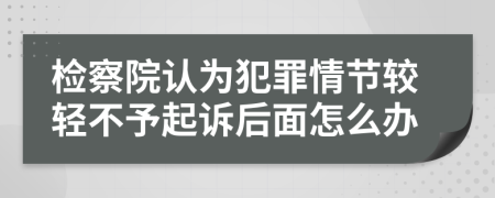 检察院认为犯罪情节较轻不予起诉后面怎么办
