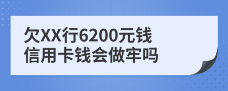 欠XX行6200元钱信用卡钱会做牢吗