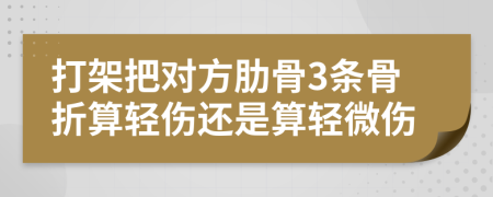 打架把对方肋骨3条骨折算轻伤还是算轻微伤