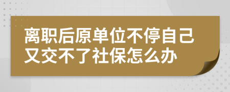 离职后原单位不停自己又交不了社保怎么办