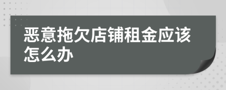 恶意拖欠店铺租金应该怎么办