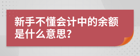 新手不懂会计中的余额是什么意思？