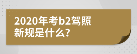 2020年考b2驾照新规是什么？