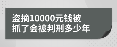 盗摘10000元钱被抓了会被判刑多少年