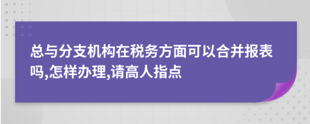 总与分支机构在税务方面可以合并报表吗,怎样办理,请高人指点