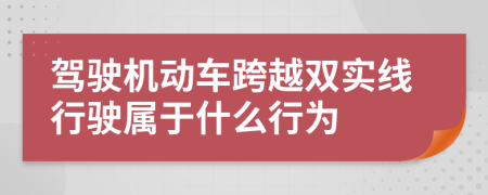 驾驶机动车跨越双实线行驶属于什么行为