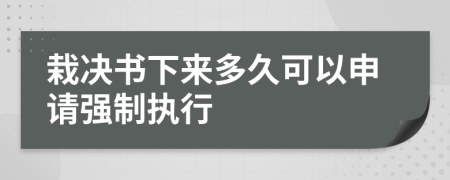 栽决书下来多久可以申请强制执行