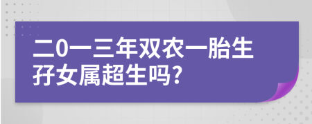二0一三年双农一胎生孖女属超生吗?