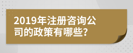 2019年注册咨询公司的政策有哪些？